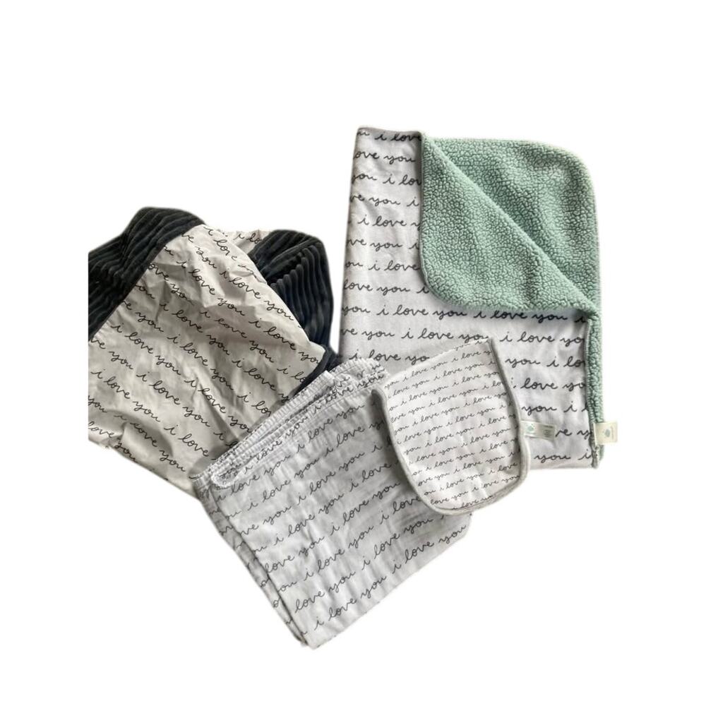 Cloud Island ‘I Love You’ wipeable changing pad, blanket, swaddle & burp cloth